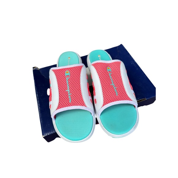 Champion Shoes - Champion Recap Epic Slide Sandals Womens 11 White Peach Teal CA100547W